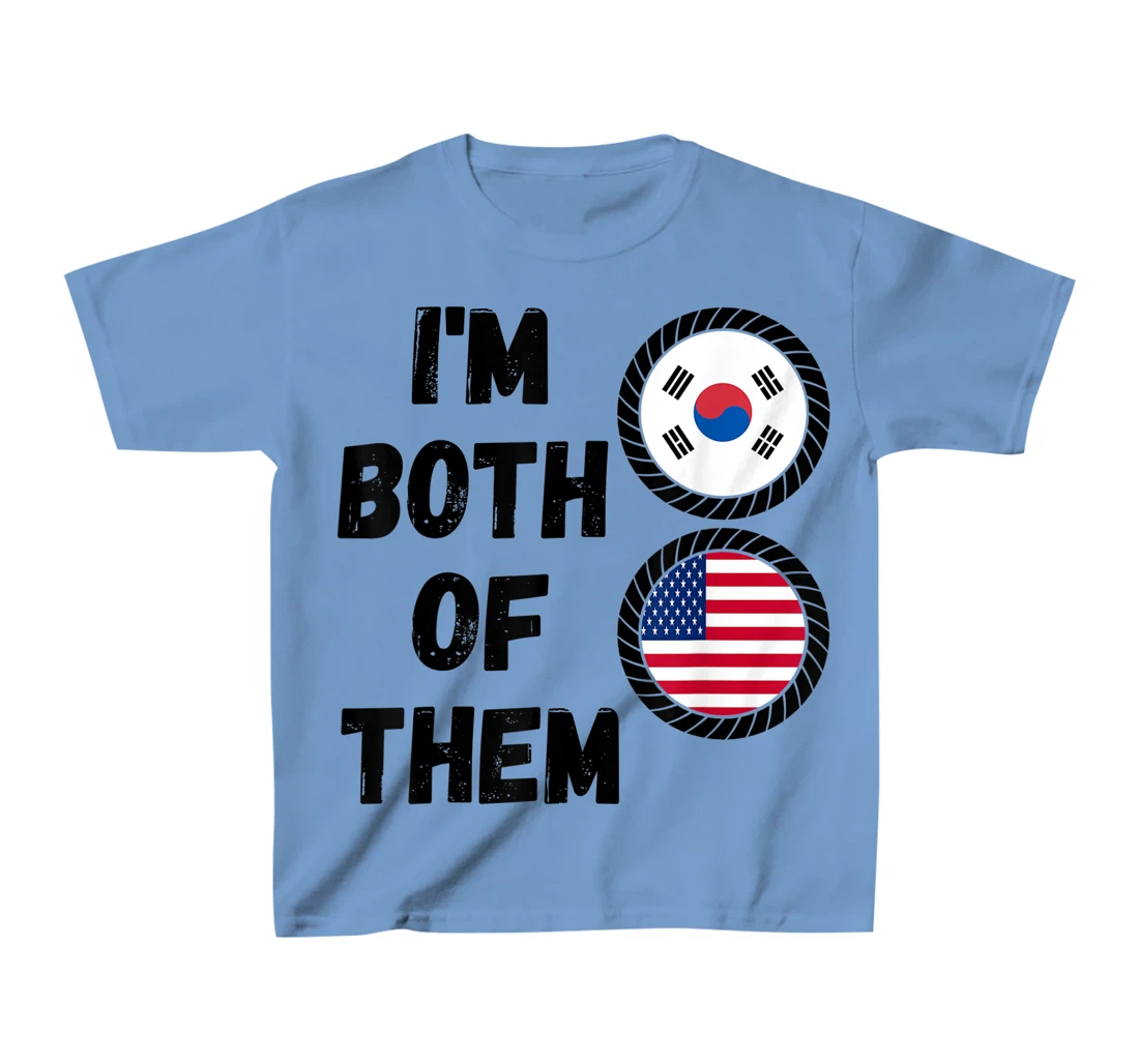 Womens Half American Half South Korean Roots USA & South Korea Flag T-Shirt, Kid T-Shirt and Women T-Shirt