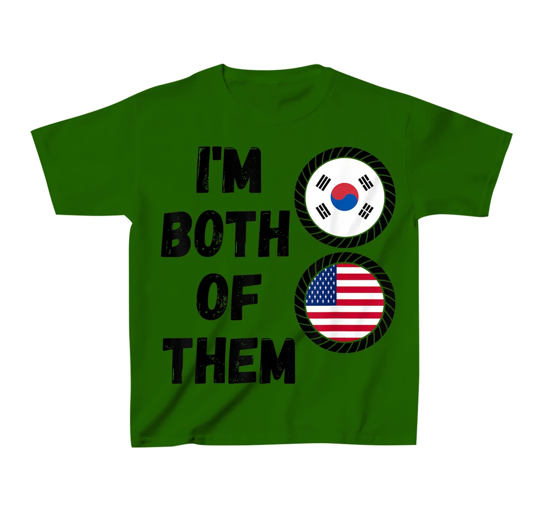 Womens Half American Half South Korean Roots USA & South Korea Flag T-Shirt, Kid T-Shirt and Women T-Shirt