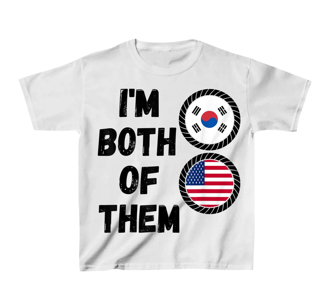 Womens Half American Half South Korean Roots USA & South Korea Flag T-Shirt, Kid T-Shirt and Women T-Shirt