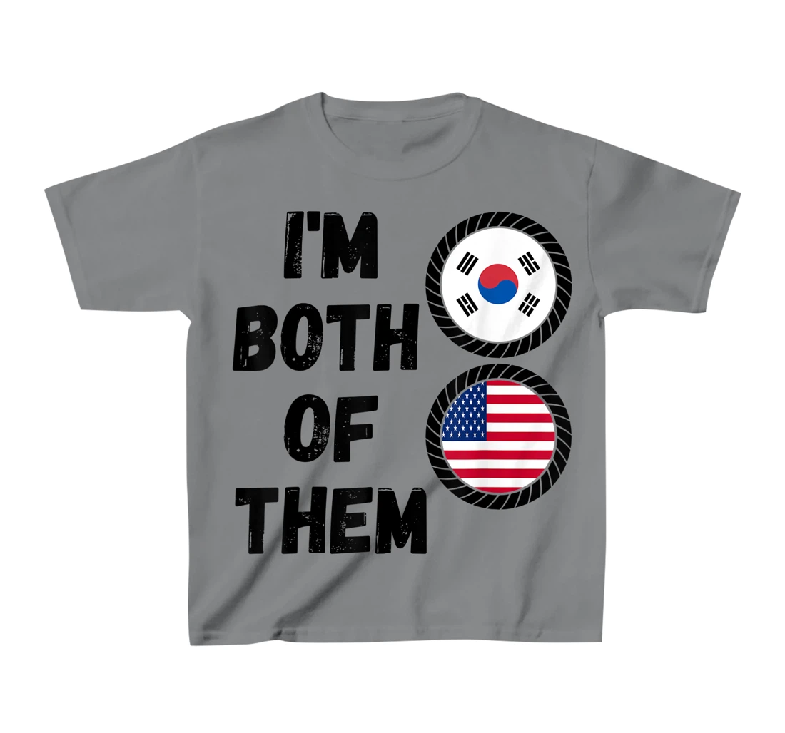 Womens Half American Half South Korean Roots USA & South Korea Flag T-Shirt, Kid T-Shirt and Women T-Shirt