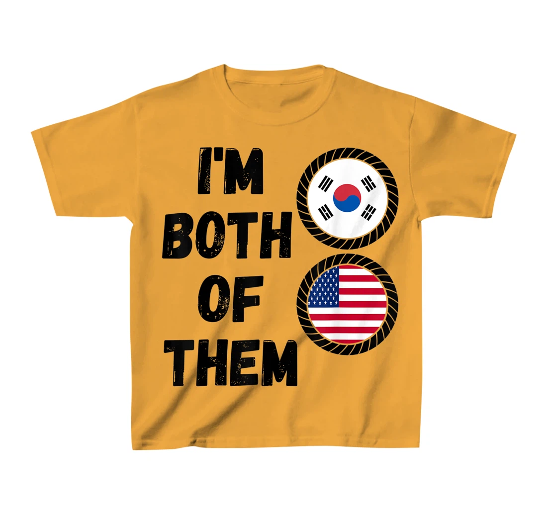 Womens Half American Half South Korean Roots USA & South Korea Flag T-Shirt, Kid T-Shirt and Women T-Shirt