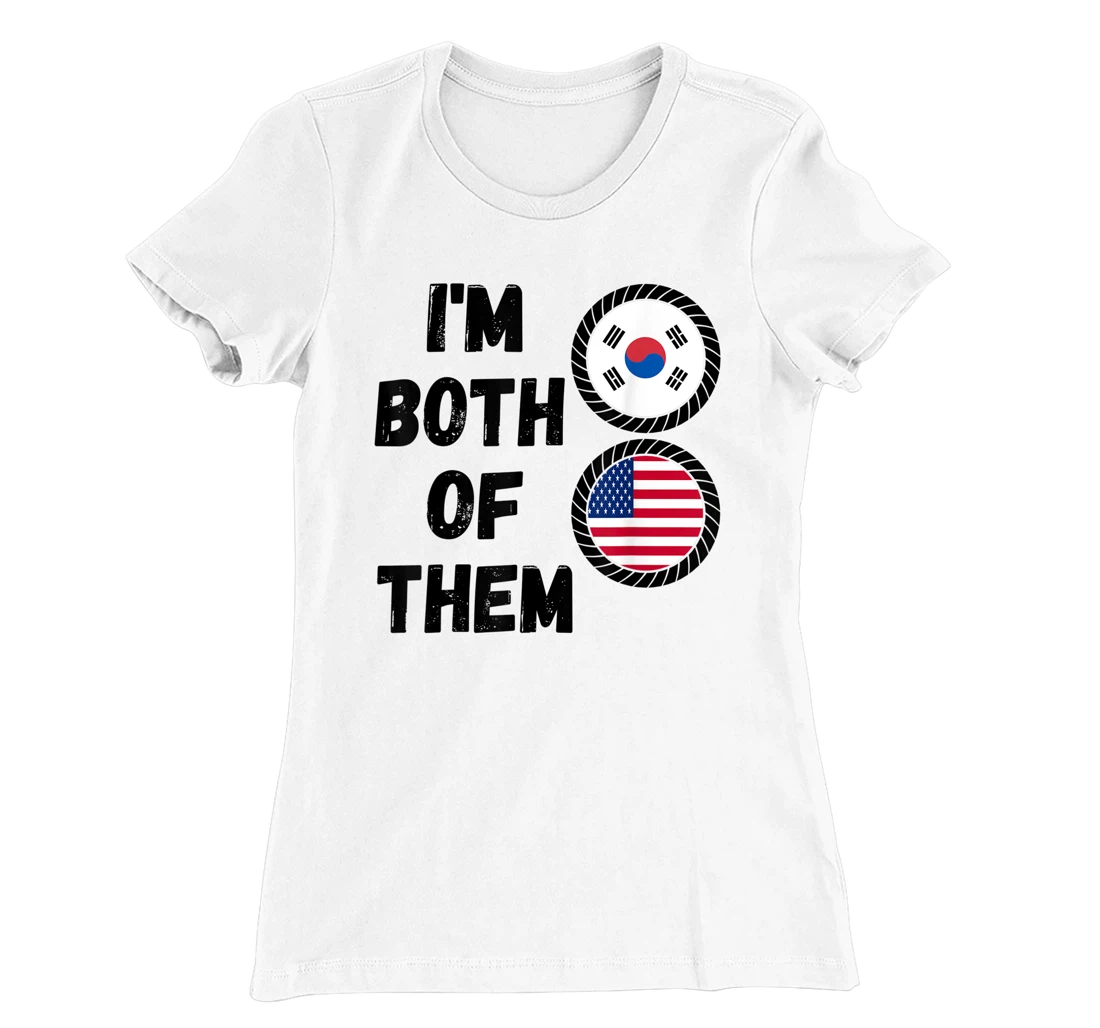 Womens Half American Half South Korean Roots USA & South Korea Flag T-Shirt, Kid T-Shirt and Women T-Shirt