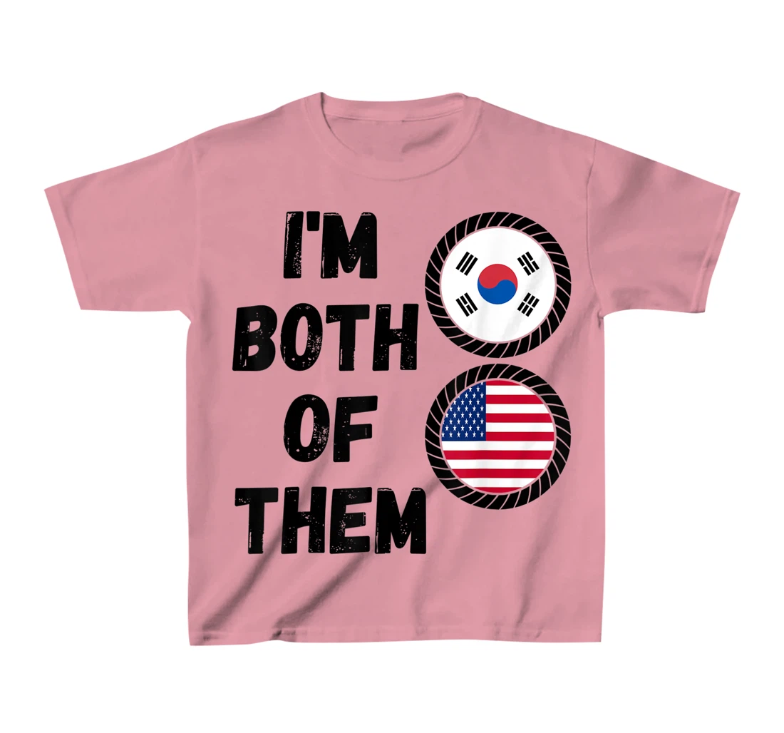 Womens Half American Half South Korean Roots USA & South Korea Flag T-Shirt, Kid T-Shirt and Women T-Shirt