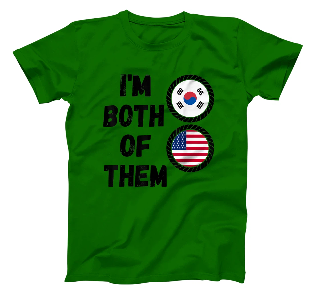 Womens Half American Half South Korean Roots USA & South Korea Flag T-Shirt, Kid T-Shirt and Women T-Shirt