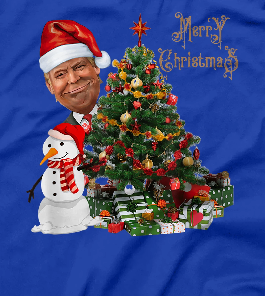 Funny Trump Wearing Santa Hat Merry Christmas Pajamas T-Shirt