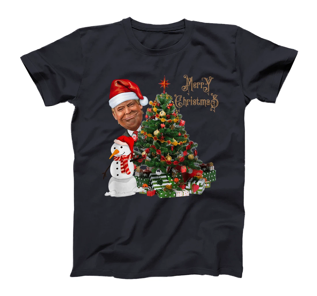 Funny Trump Wearing Santa Hat Merry Christmas Pajamas T-Shirt