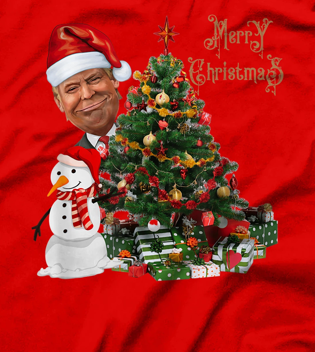 Funny Trump Wearing Santa Hat Merry Christmas Pajamas T-Shirt