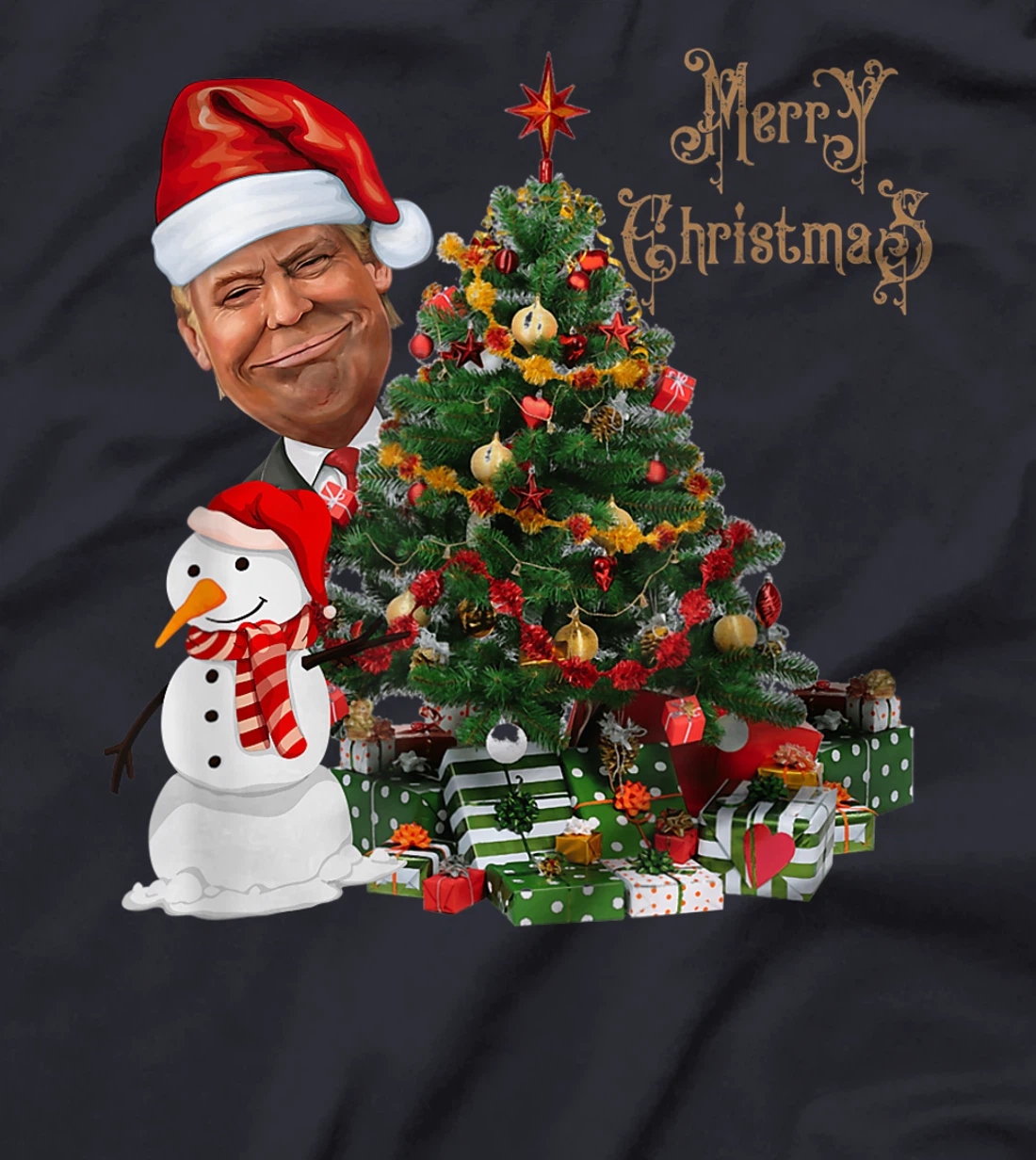 Funny Trump Wearing Santa Hat Merry Christmas Pajamas T-Shirt