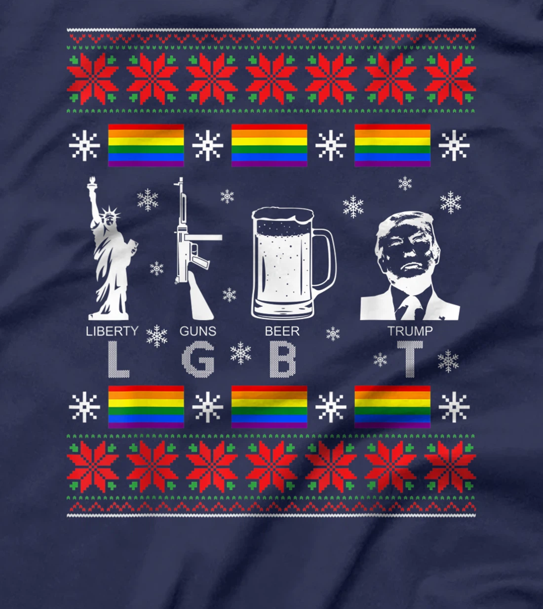 LGBT Liberty Guns Beer Trump Ugly Christmas Sweater Gift T-Shirt