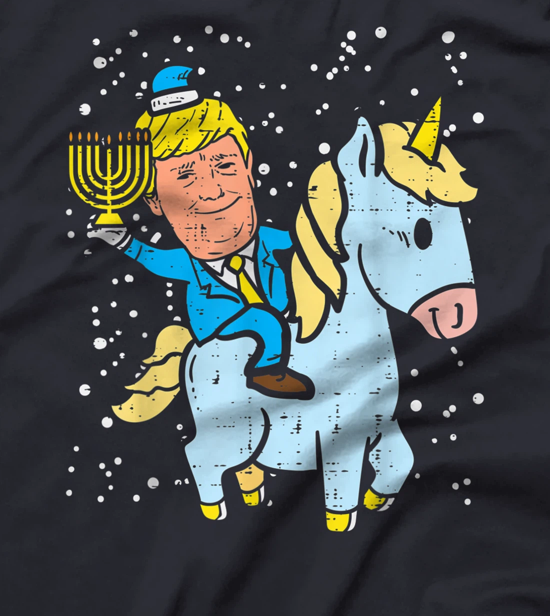 Trump Riding Unicorn Menorah Jewish Hanukkah Chanukah Gift T-Shirt