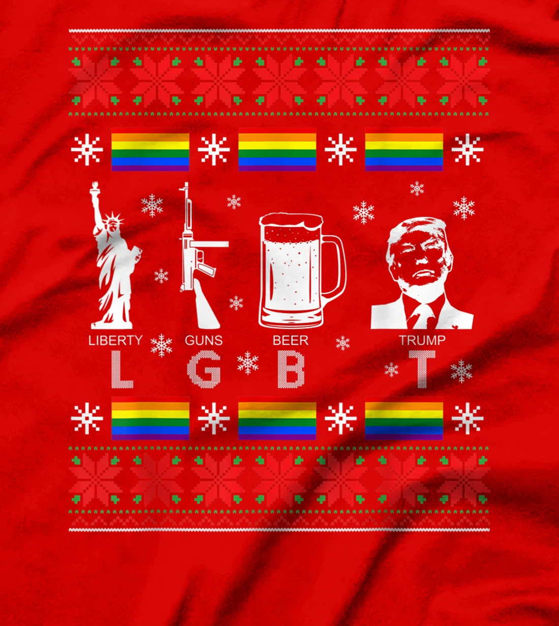 LGBT Liberty Guns Beer Trump Ugly Christmas Sweater Gift T-Shirt