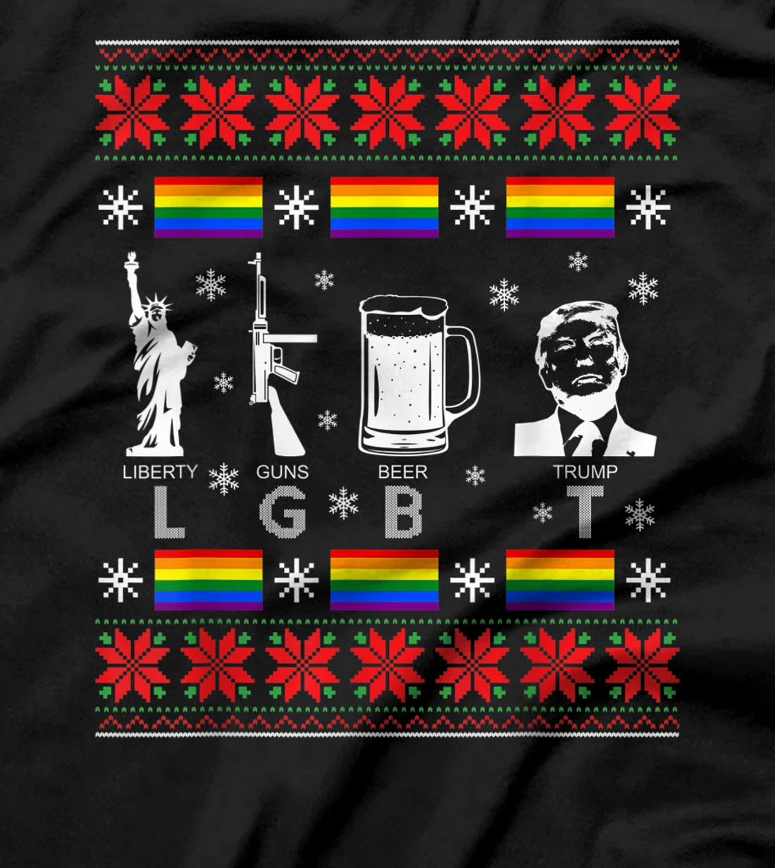 LGBT Liberty Guns Beer Trump Ugly Christmas Sweater Gift T-Shirt