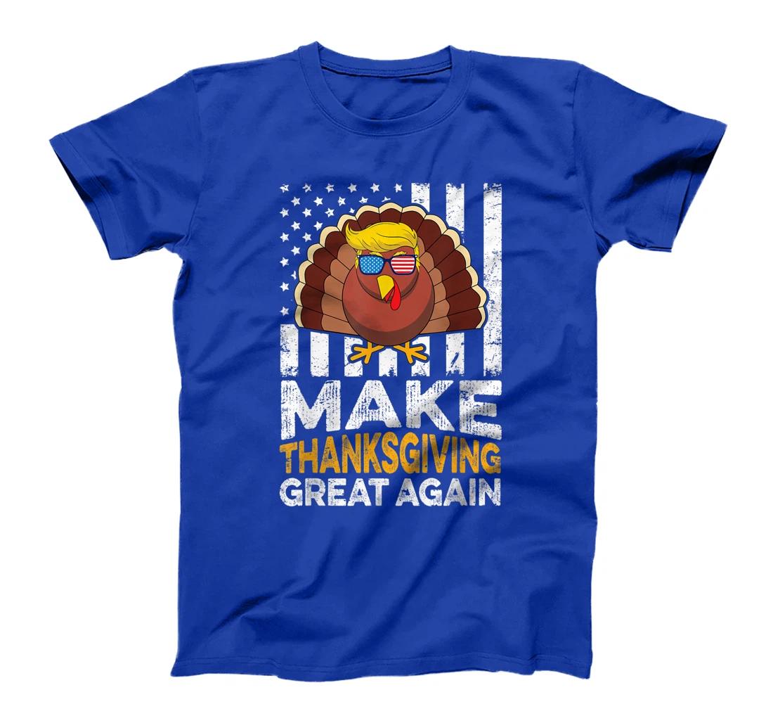 Make Thanksgiving Great Again USA Flag Funny Turkey Trump T-Shirt