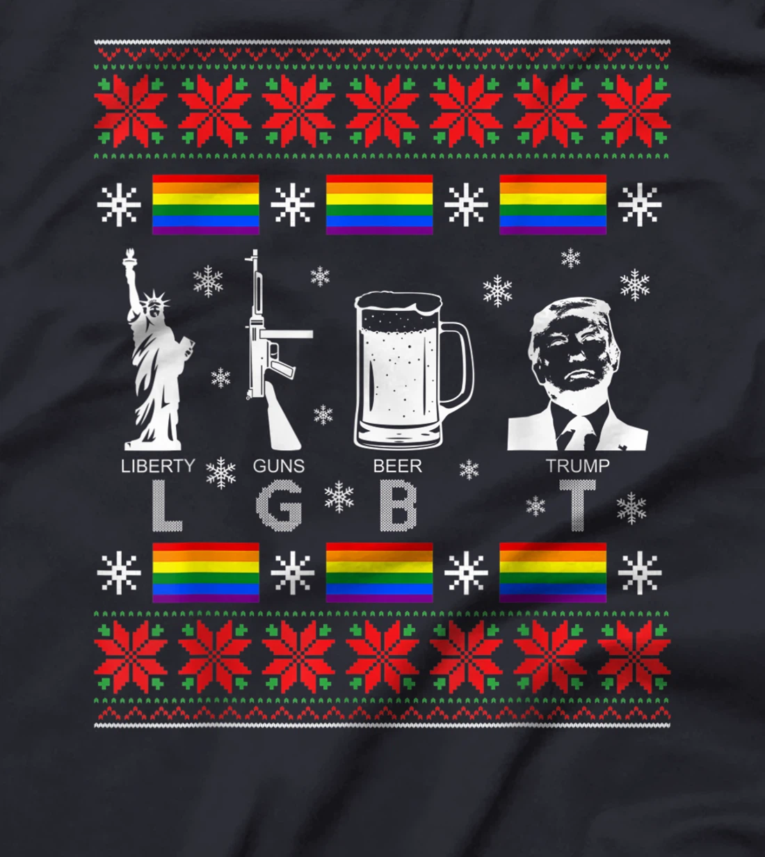LGBT Liberty Guns Beer Trump Ugly Christmas Sweater Gift T-Shirt