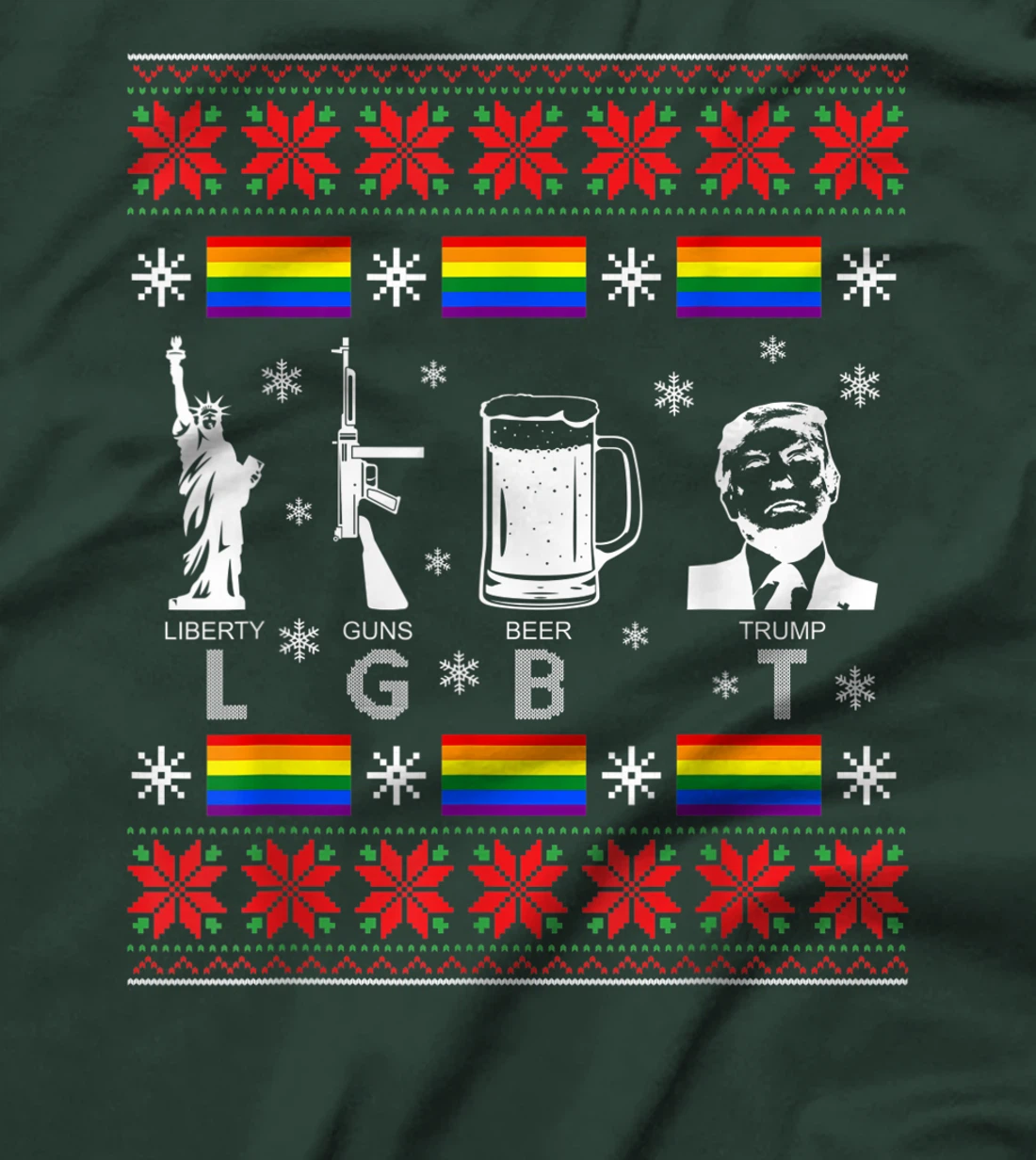 LGBT Liberty Guns Beer Trump Ugly Christmas Sweater Gift T-Shirt