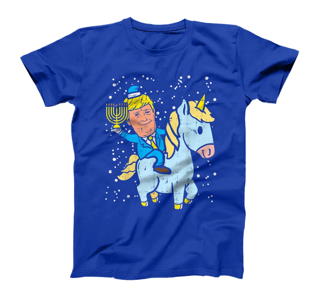 Trump Riding Unicorn Menorah Jewish Hanukkah Chanukah Gift T-Shirt