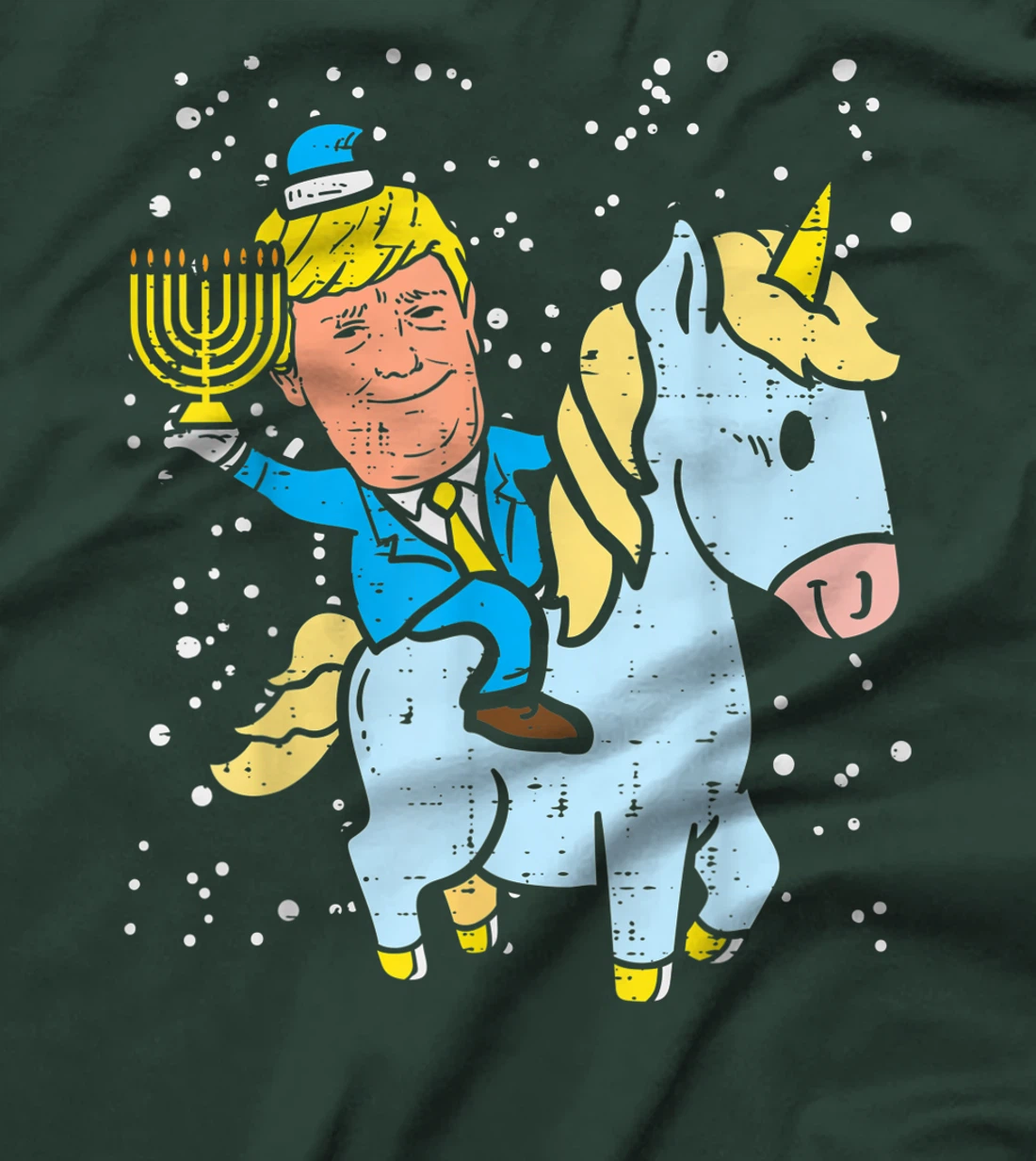 Trump Riding Unicorn Menorah Jewish Hanukkah Chanukah Gift T-Shirt