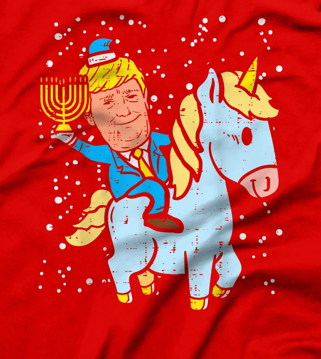 Trump Riding Unicorn Menorah Jewish Hanukkah Chanukah Gift T-Shirt