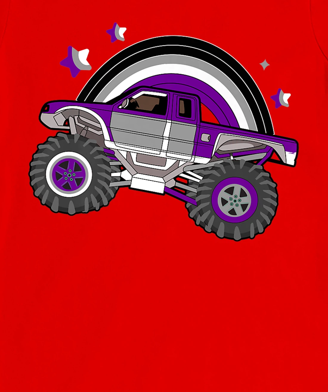 Asexual Pride Monster Truck LGBT-Q Cool Car Ace Flag Color T-Shirt, Women T-Shirt