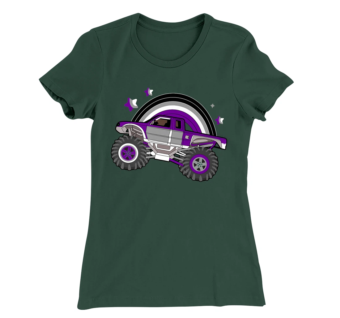 Asexual Pride Monster Truck LGBT-Q Cool Car Ace Flag Color T-Shirt, Women T-Shirt
