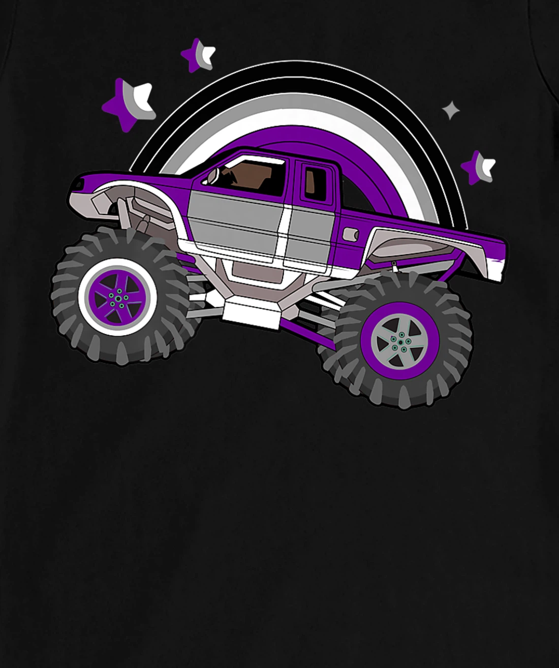Asexual Pride Monster Truck LGBT-Q Cool Car Ace Flag Color T-Shirt, Women T-Shirt
