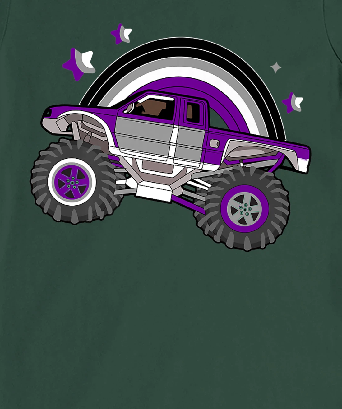 Asexual Pride Monster Truck LGBT-Q Cool Car Ace Flag Color T-Shirt, Women T-Shirt
