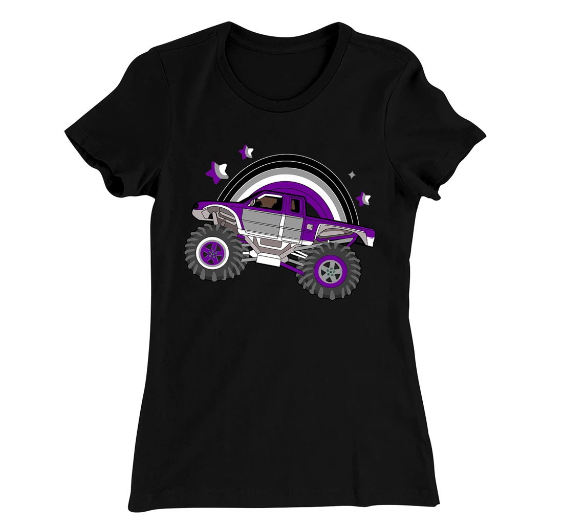 Asexual Pride Monster Truck LGBT-Q Cool Car Ace Flag Color T-Shirt, Women T-Shirt