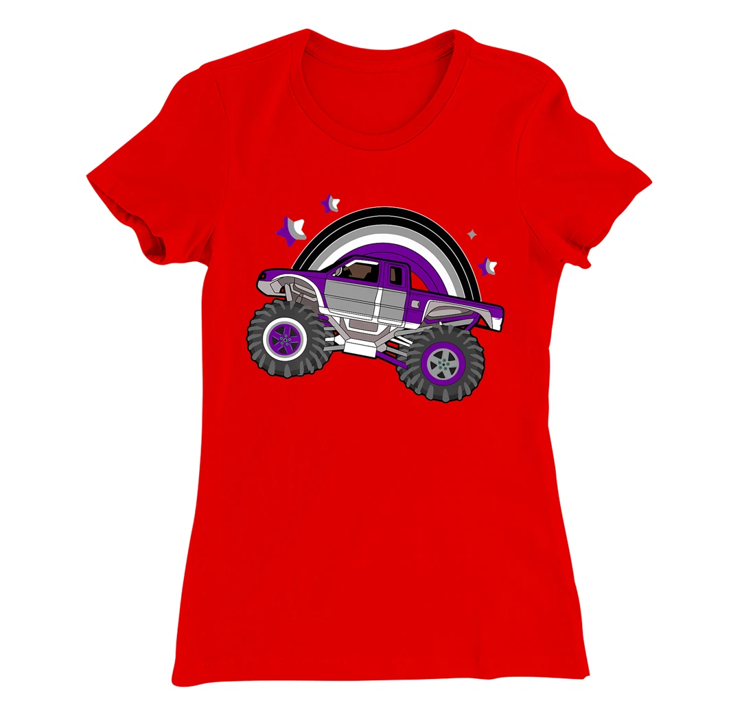 Asexual Pride Monster Truck LGBT-Q Cool Car Ace Flag Color T-Shirt, Women T-Shirt