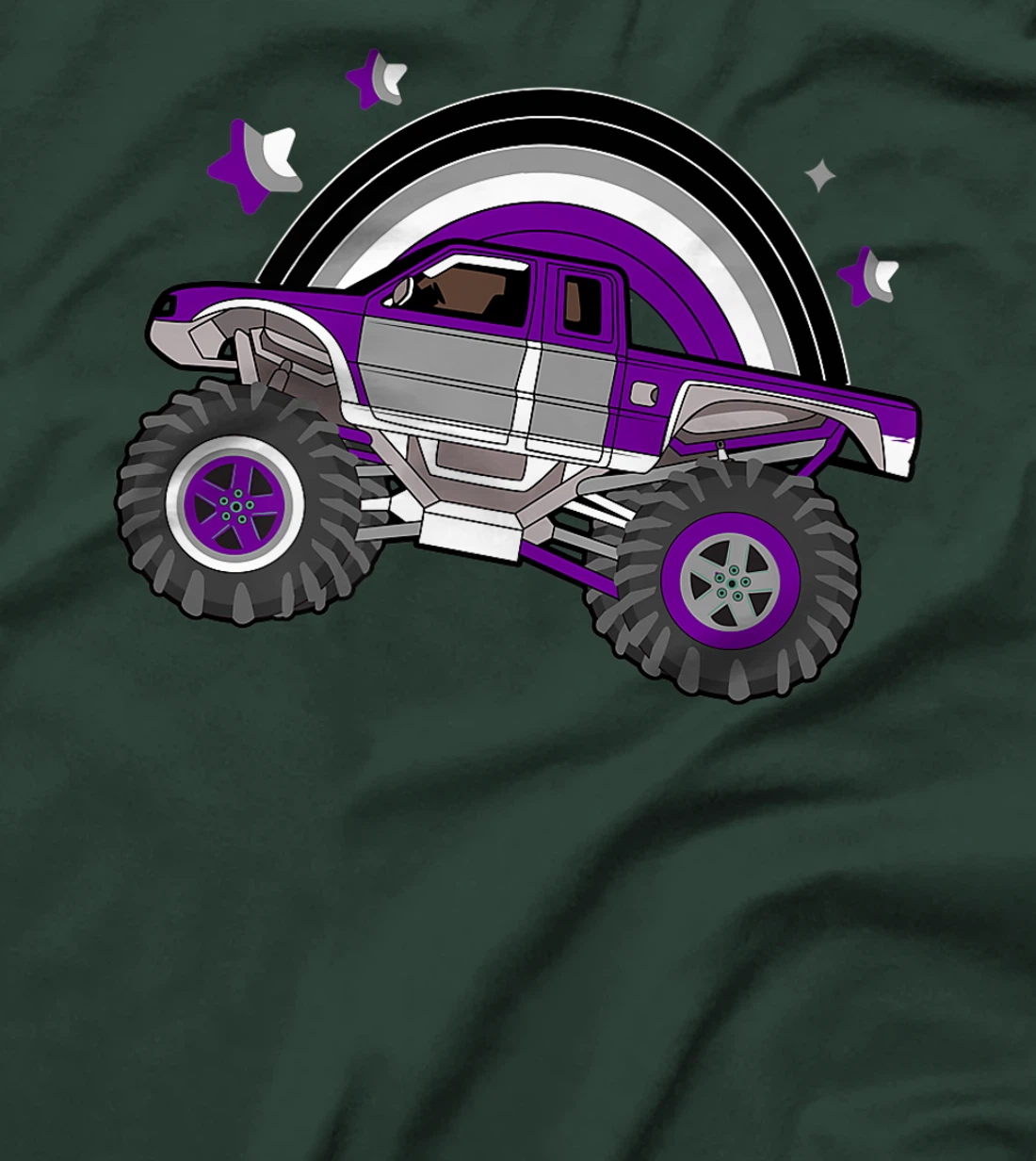 Asexual Pride Monster Truck LGBT-Q Cool Car Ace Flag Color T-Shirt, Women T-Shirt