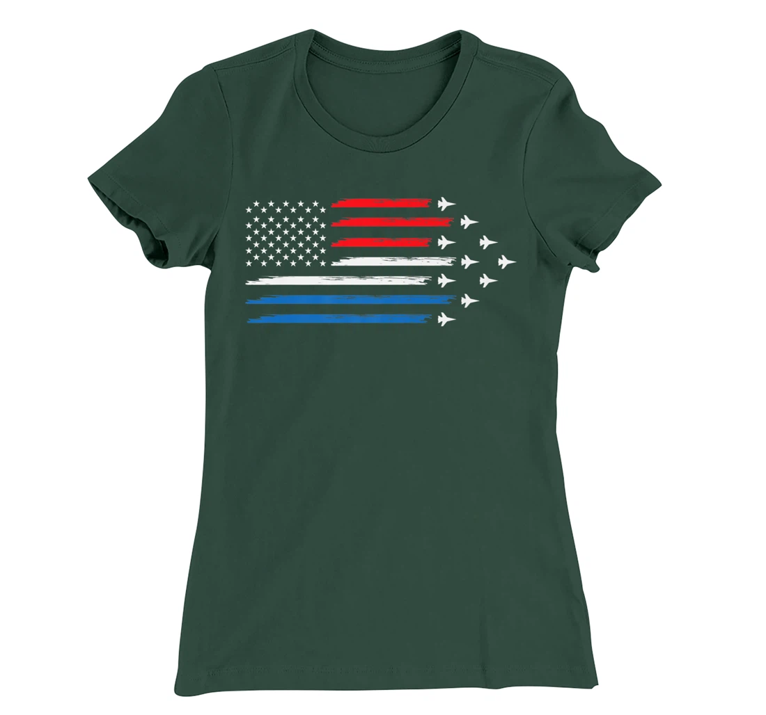 American Flag Veteran 4th of July Pilot T-Shirt, Women T-Shirt