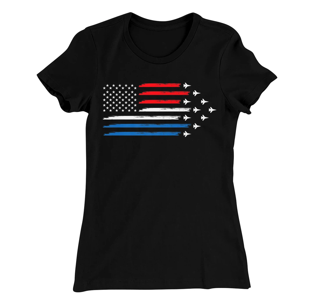 American Flag Veteran 4th of July Pilot T-Shirt, Women T-Shirt