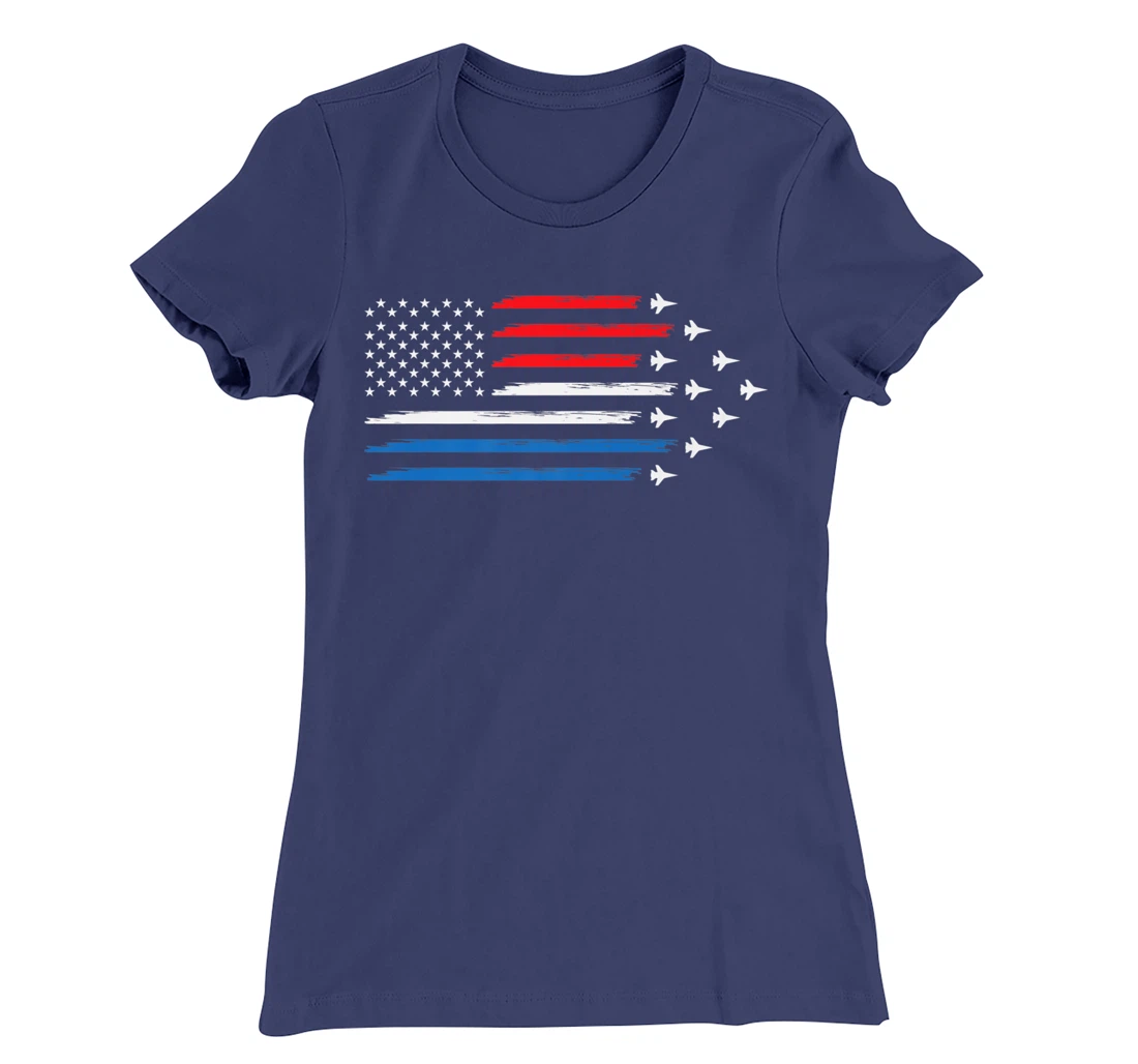 American Flag Veteran 4th of July Pilot T-Shirt, Women T-Shirt