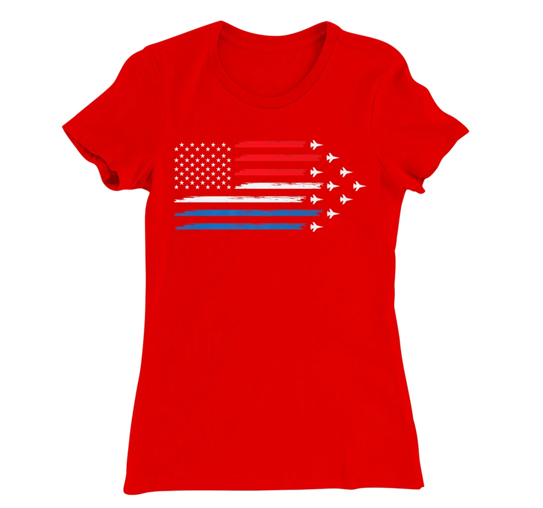 American Flag Veteran 4th of July Pilot T-Shirt, Women T-Shirt