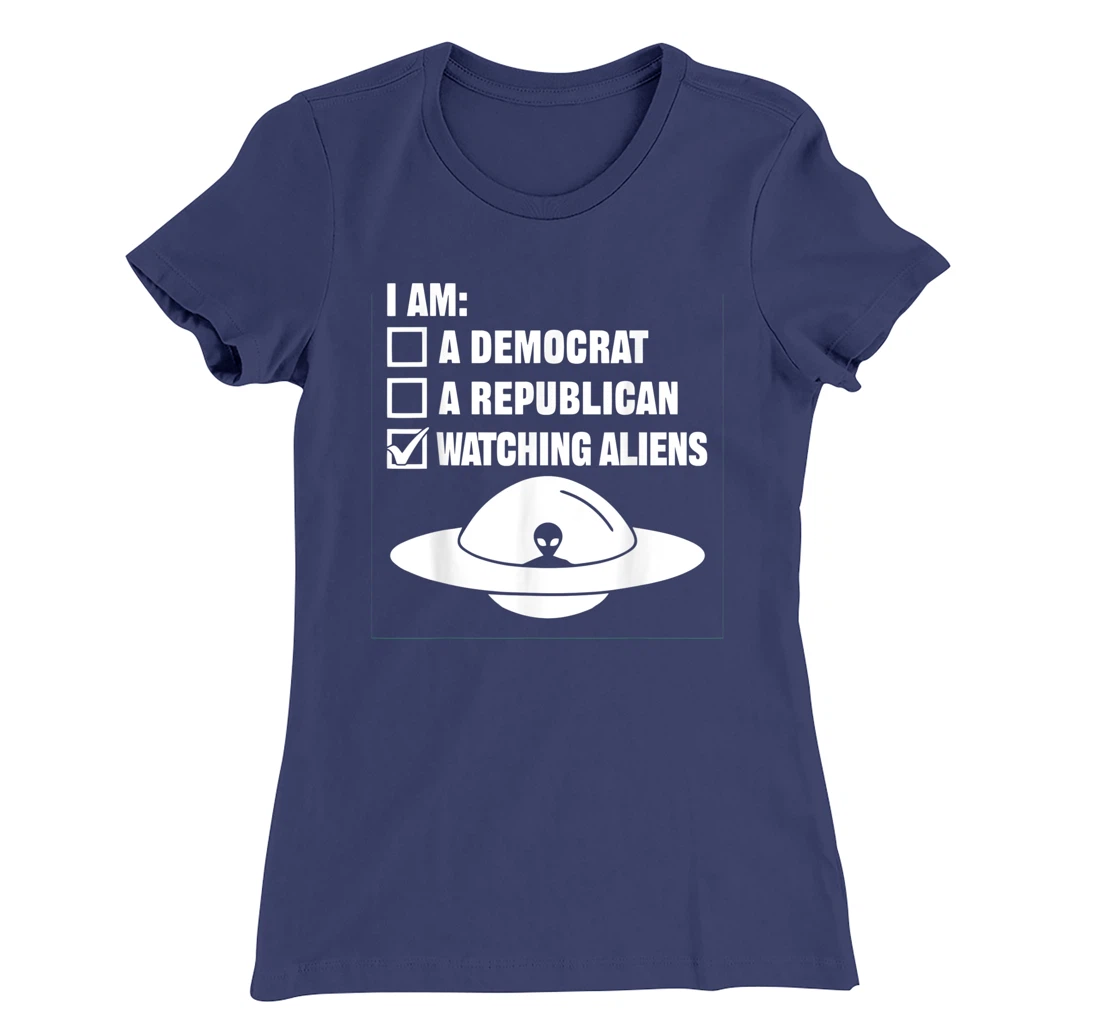 Watching Aliens - UFO Space Ship Extraterrestrial Alien T-Shirt, Women T-Shirt
