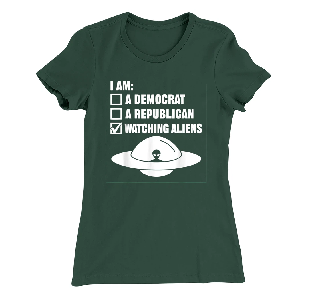 Watching Aliens - UFO Space Ship Extraterrestrial Alien T-Shirt, Women T-Shirt