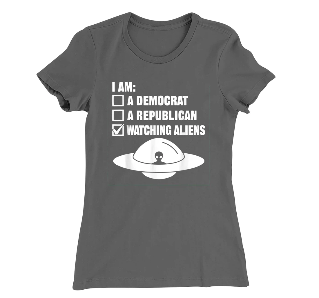 Watching Aliens - UFO Space Ship Extraterrestrial Alien T-Shirt, Women T-Shirt