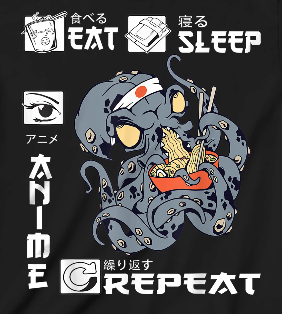 Eat Sleep Anime Repeat Merch Anime Men Japan Ramen Japanese T-Shirt, Kid T-Shirt and Women T-Shirt