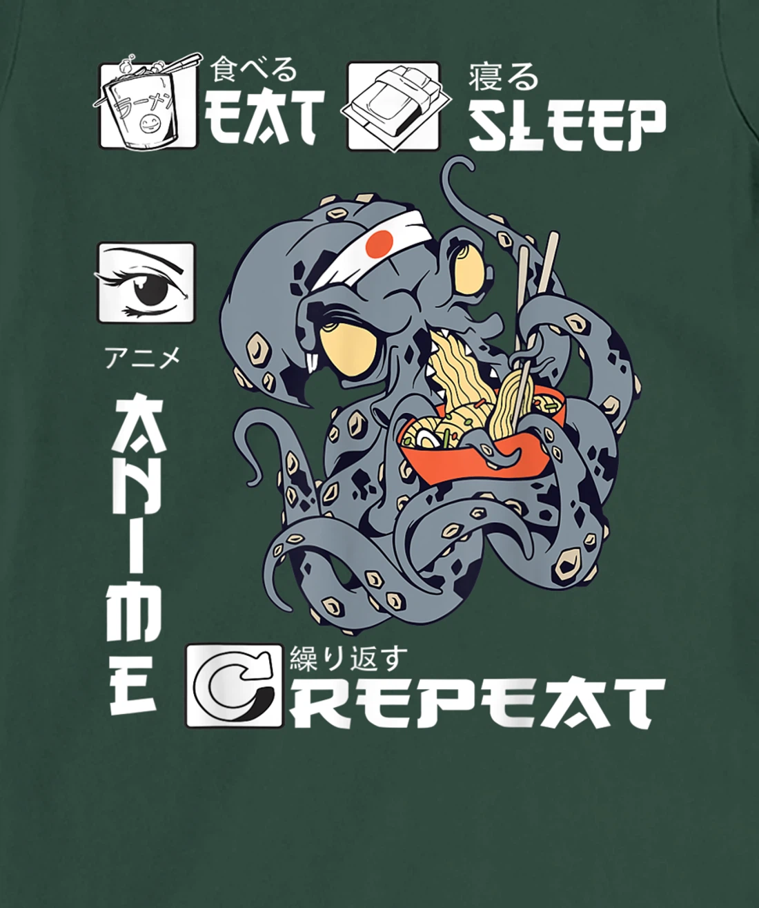 Eat Sleep Anime Repeat Merch Anime Men Japan Ramen Japanese T-Shirt, Kid T-Shirt and Women T-Shirt