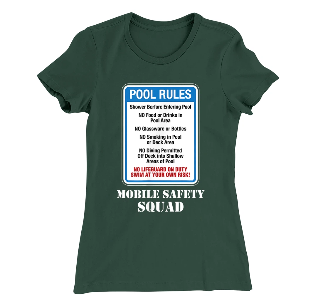 Swimming Pool Rules Sign Lifeguard Duty Diving Safety First T-Shirt, Women T-Shirt