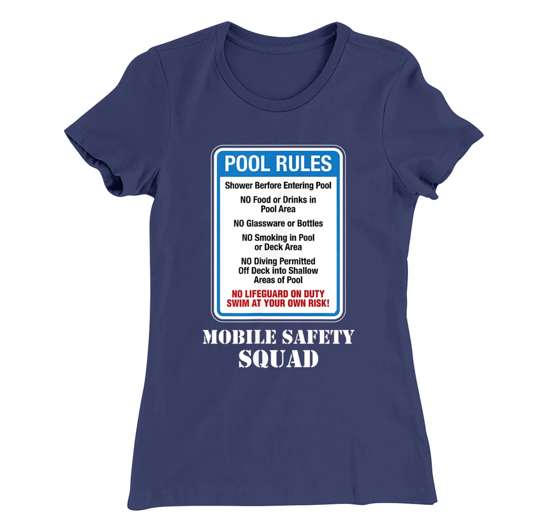 Swimming Pool Rules Sign Lifeguard Duty Diving Safety First T-Shirt, Women T-Shirt