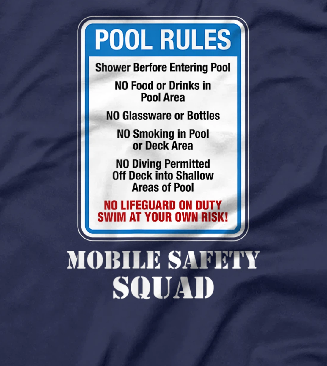 Swimming Pool Rules Sign Lifeguard Duty Diving Safety First T-Shirt, Women T-Shirt