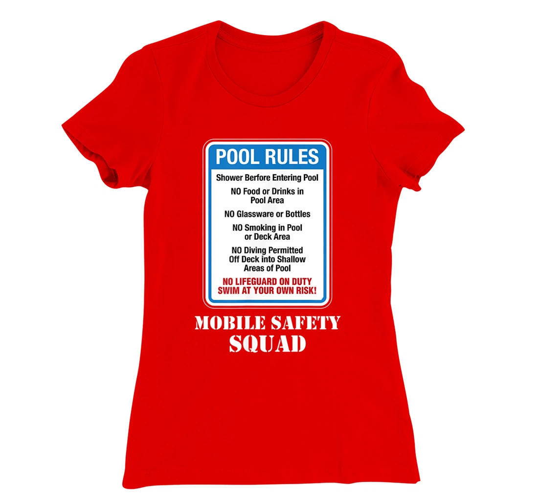 Swimming Pool Rules Sign Lifeguard Duty Diving Safety First T-Shirt, Women T-Shirt