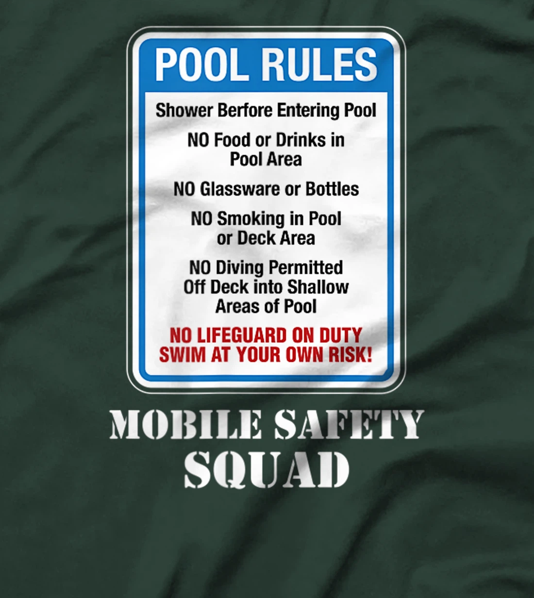 Swimming Pool Rules Sign Lifeguard Duty Diving Safety First T-Shirt, Women T-Shirt