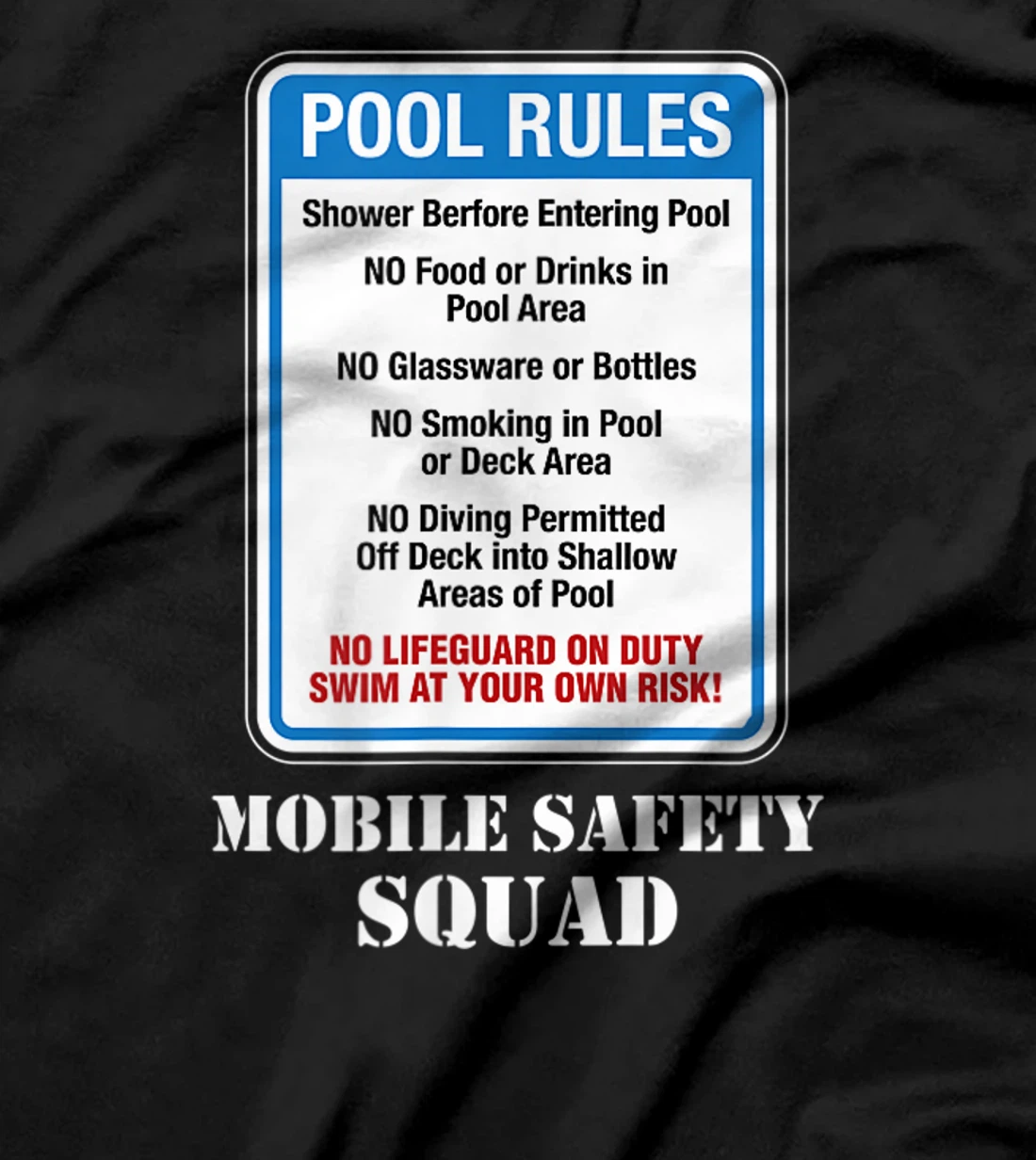 Swimming Pool Rules Sign Lifeguard Duty Diving Safety First T-Shirt, Women T-Shirt