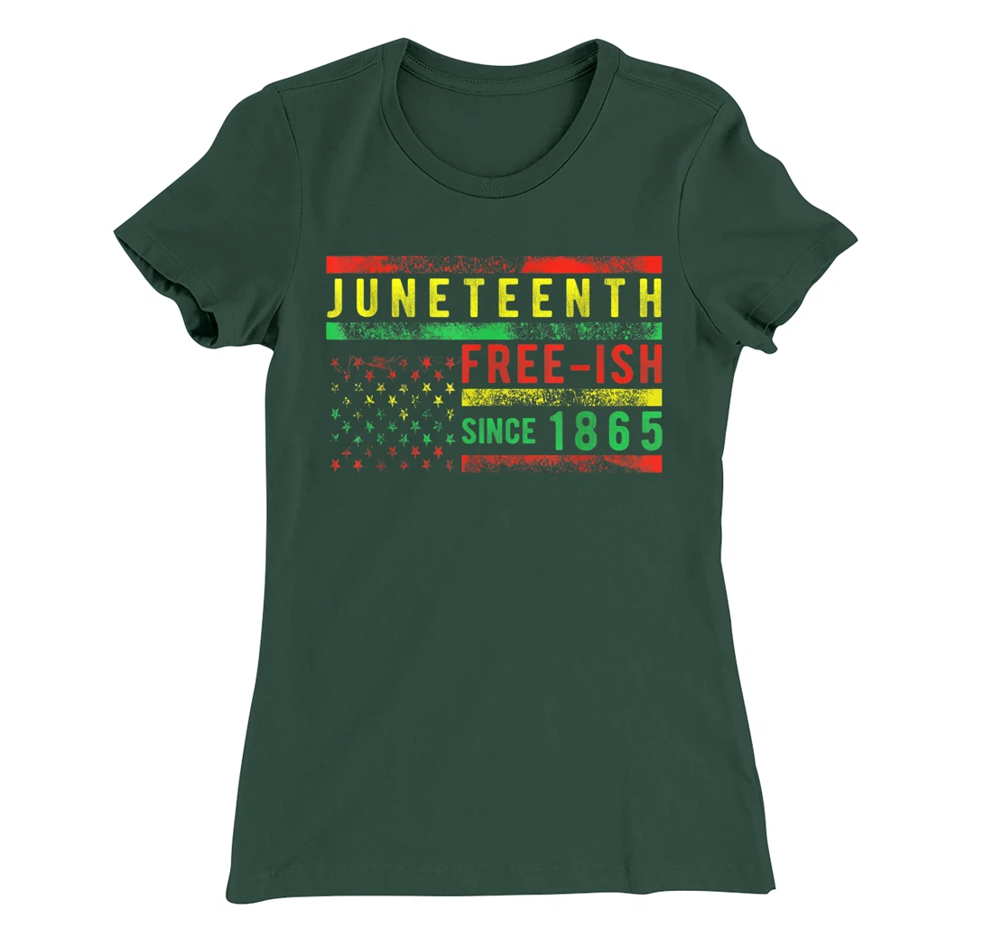 Juneteenth Free-ish Since 1865 USA Flag Pride Black History T-Shirt, Women T-Shirt