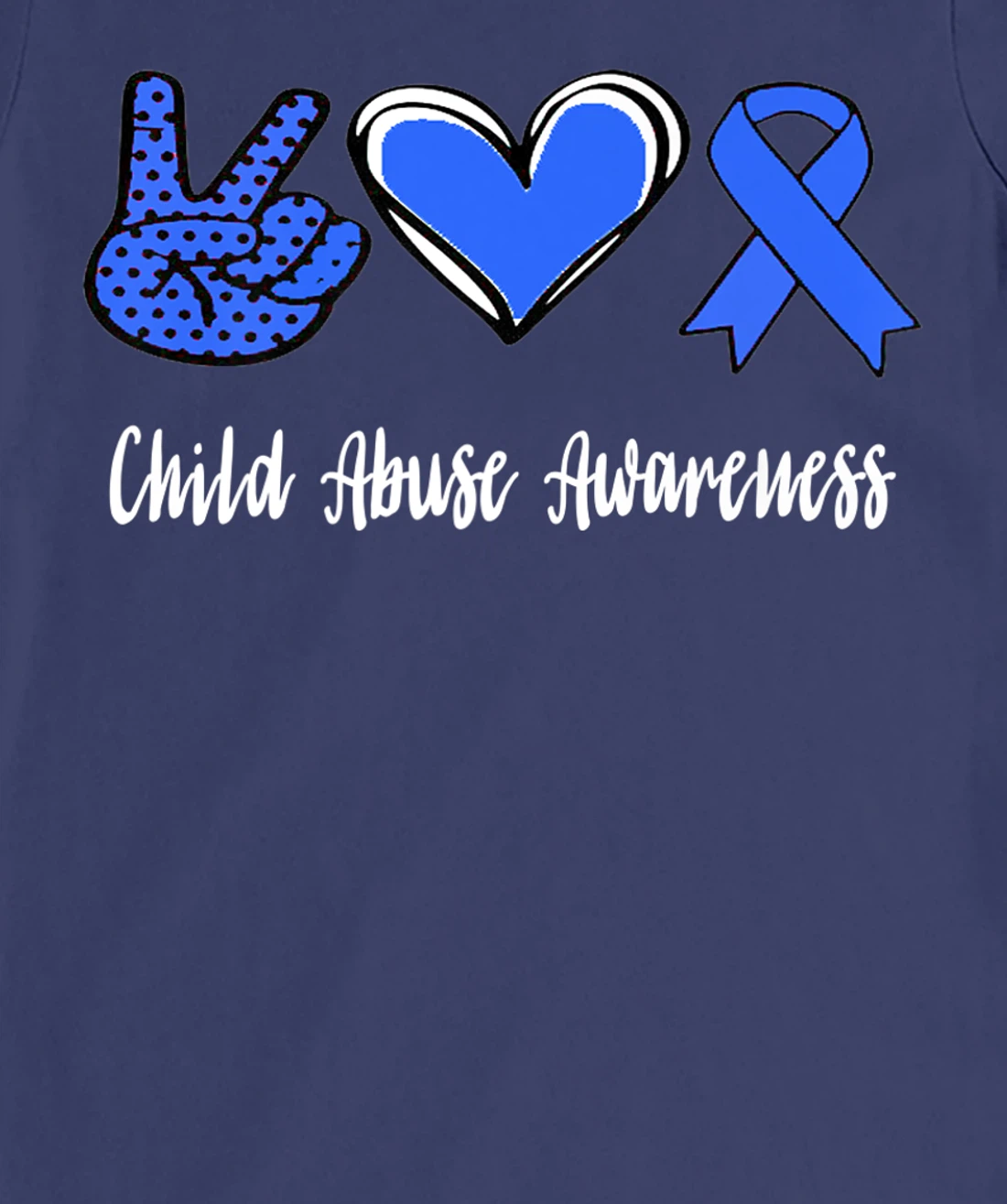 Peace Love Hope Child Abuse Awareness Blue Ribbon T-Shirt, Women T-Shirt