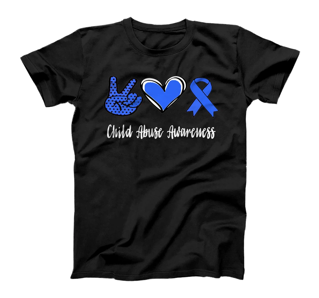 Peace Love Hope Child Abuse Awareness Blue Ribbon T-Shirt, Women T-Shirt