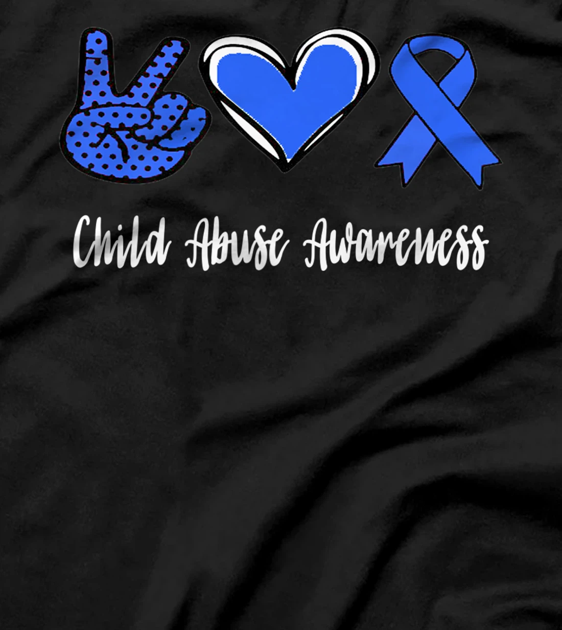 Peace Love Hope Child Abuse Awareness Blue Ribbon T-Shirt, Women T-Shirt