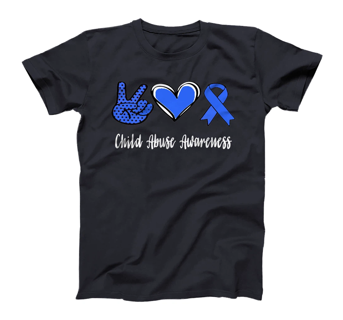 Peace Love Hope Child Abuse Awareness Blue Ribbon T-Shirt, Women T-Shirt