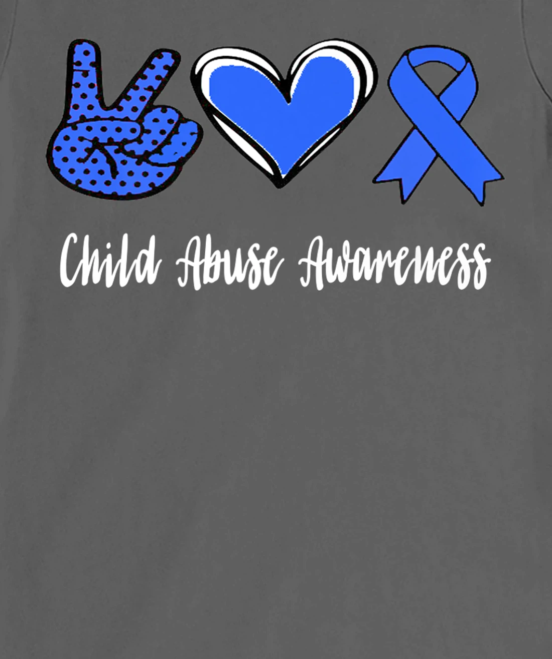 Peace Love Hope Child Abuse Awareness Blue Ribbon T-Shirt, Women T-Shirt
